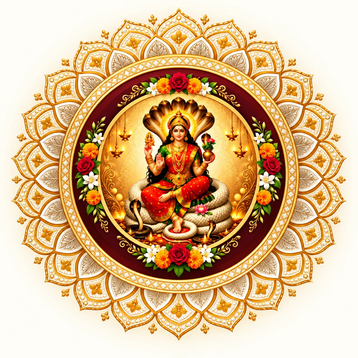 माँ मंसा देवी पुष्प अलंकृत स्वरूप